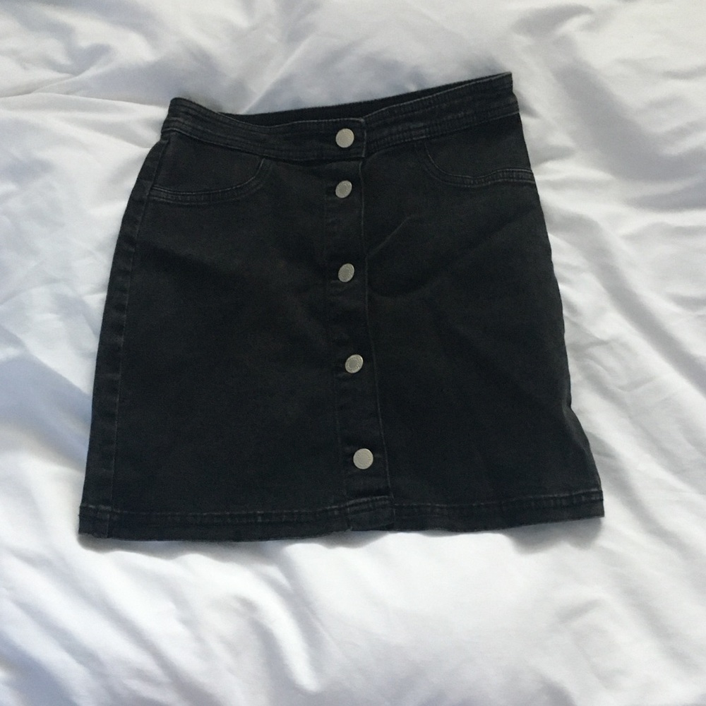 Black Denim Button up Skirt